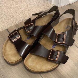 Birkenstock Dark Brown Leather Sandals